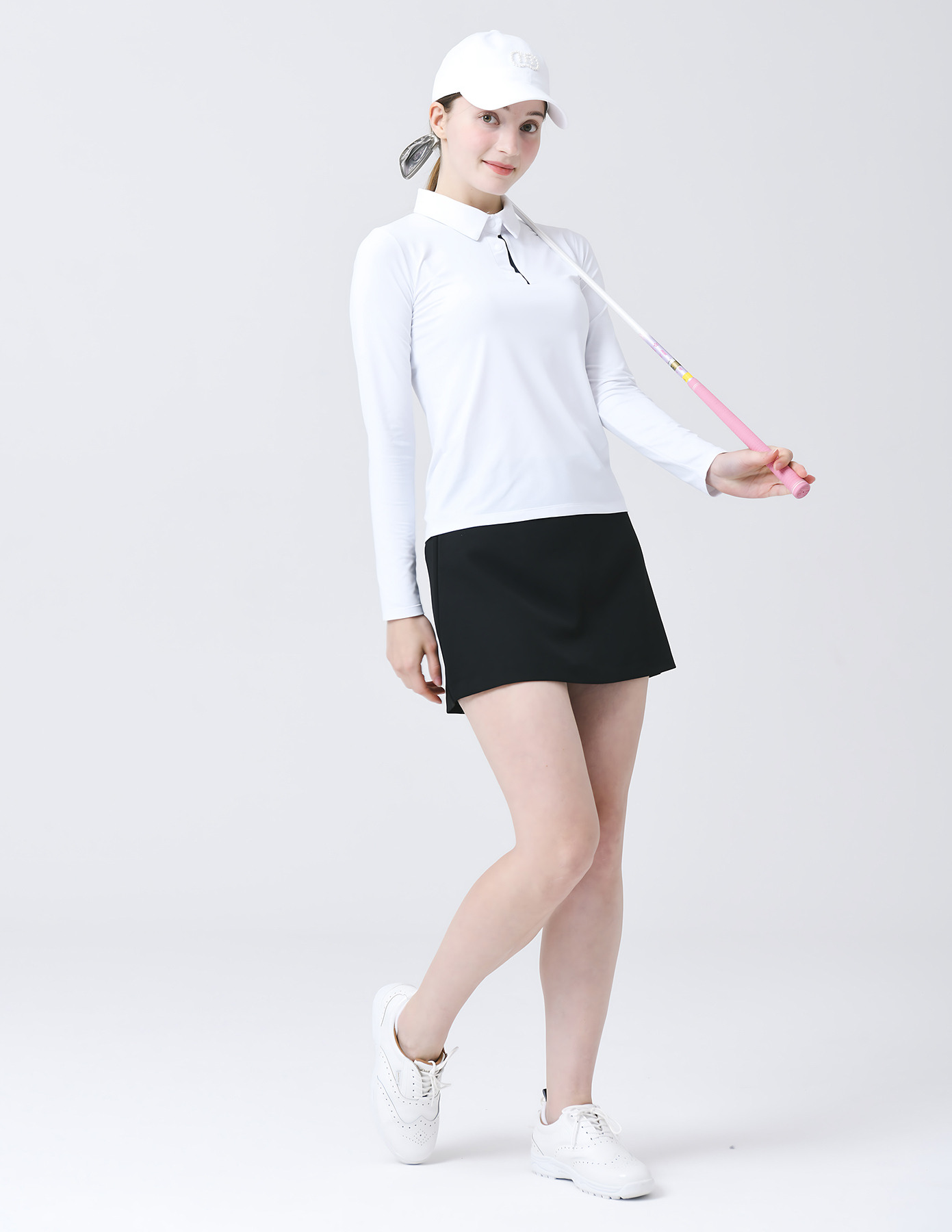 25SS 폴리 스판 쎄미 A-라인 속 바지 블랙 스커트 상세 이미지 2