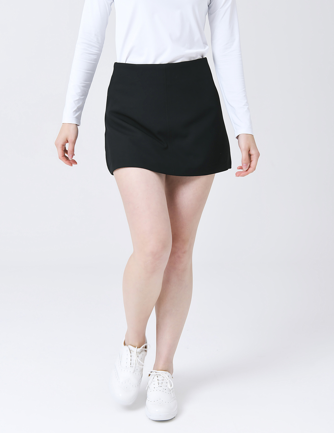 25SS 폴리 스판 쎄미 A-라인 속 바지 블랙 스커트 상세 이미지 8