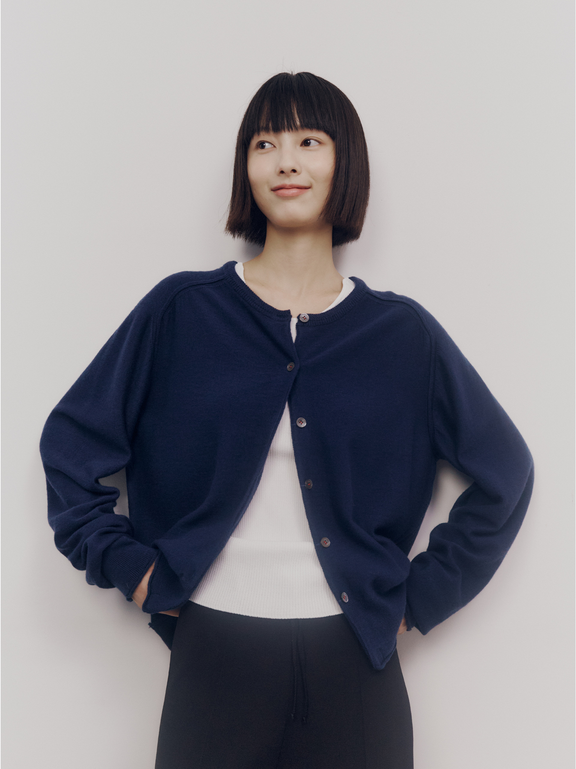 MUSINSA公式 | MAGGIE エッセンシャルウールカーディガン（ブルー 