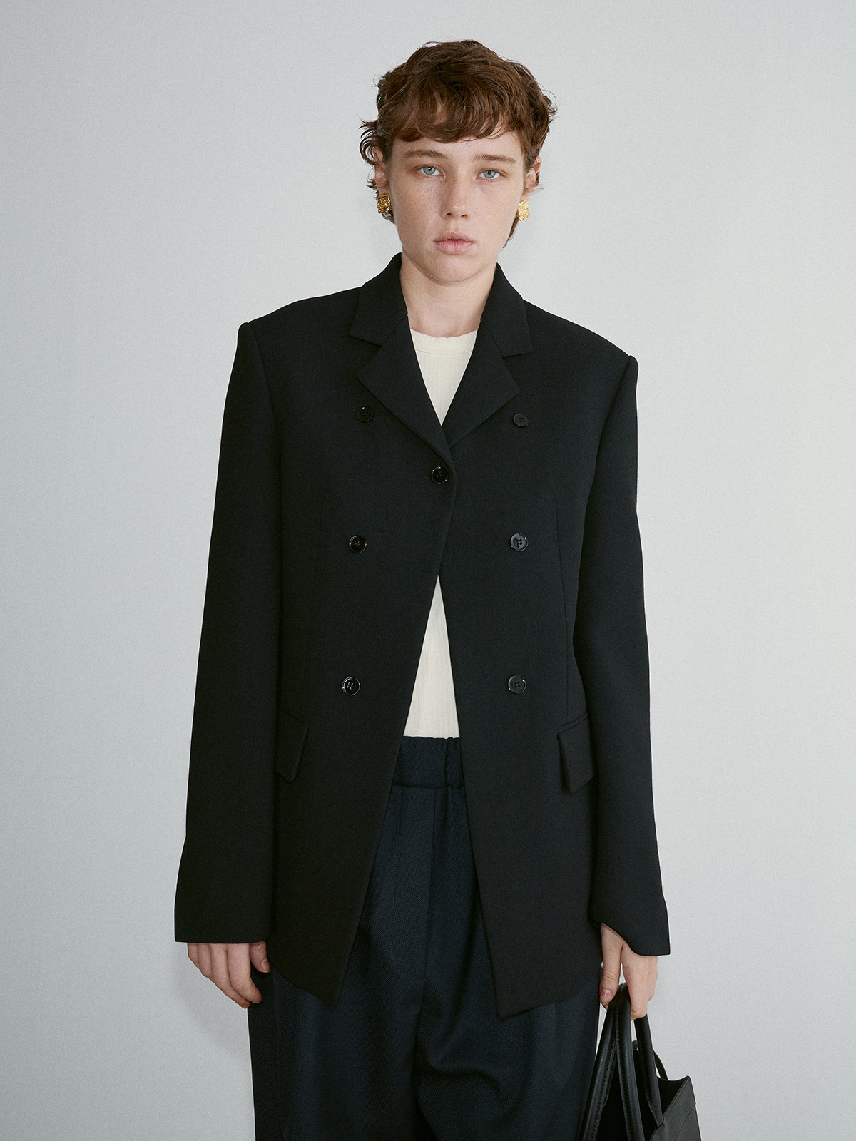 렉토]TWIST TWILL WOOL TAILORED JACKET (BLACK)