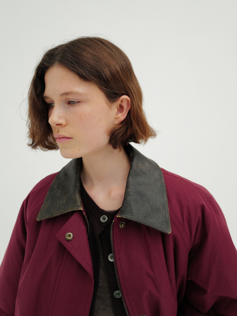 모노하][단독] Coated cotton work jacket (wine / brown / black)