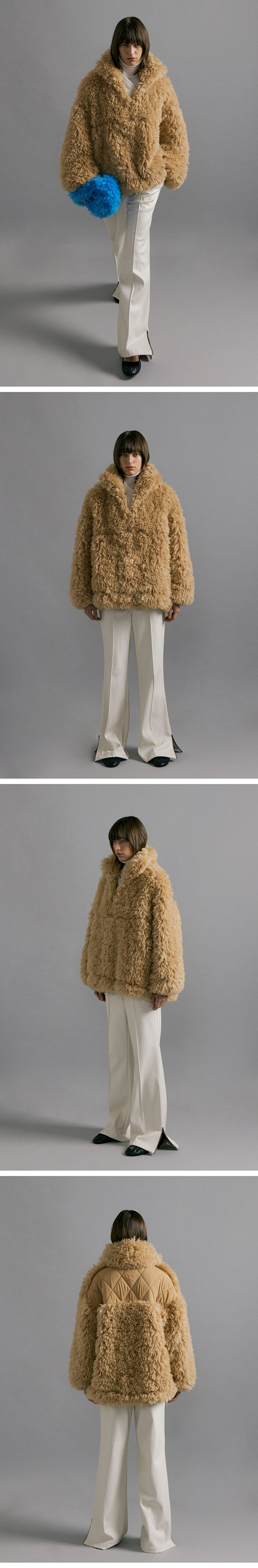 molliolli- SOL oversized zip-up jumper [latte]│삼성물산