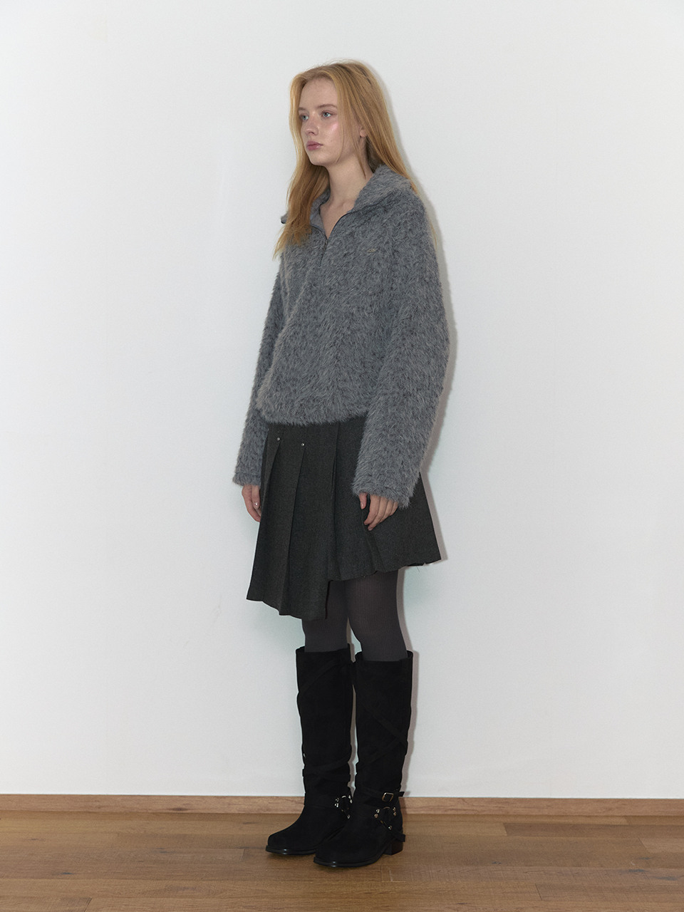 FLUFFY HALF ZIP-UP (GREY) 상세 이미지 2