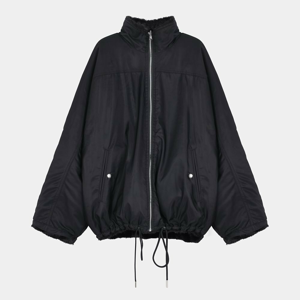 MUSINSA | LE fur reversible zip-up jacket (black)