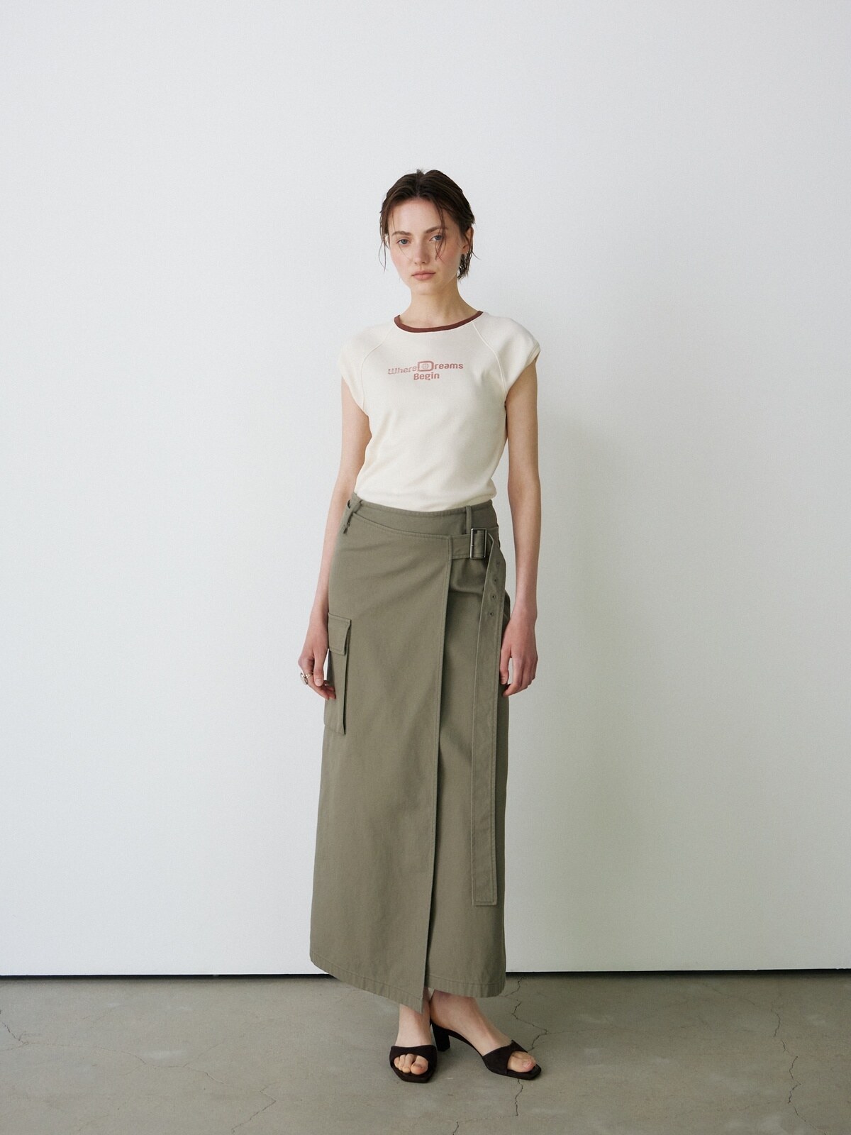 [2ND] CAP SLEEVE LETTERING T-S - 2 COLORS CREAM