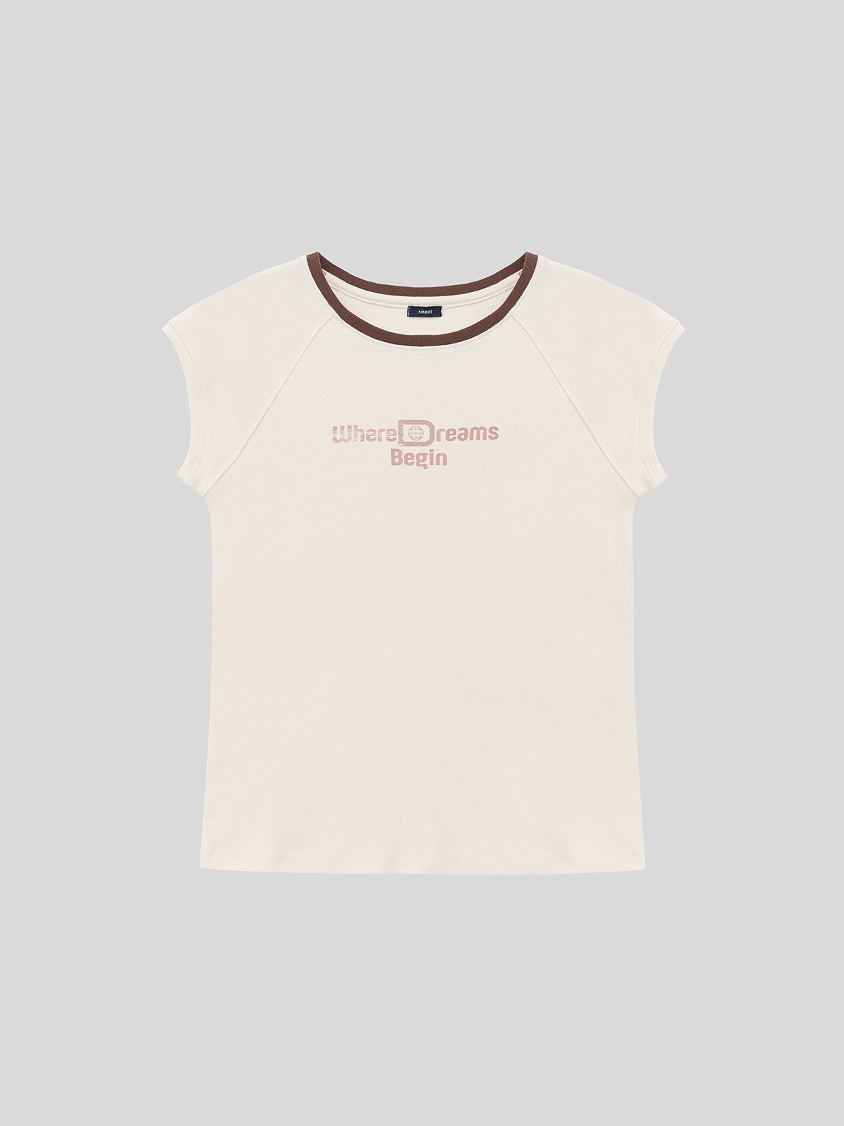 [2ND] CAP SLEEVE LETTERING T-S - 2 COLORS CREAM