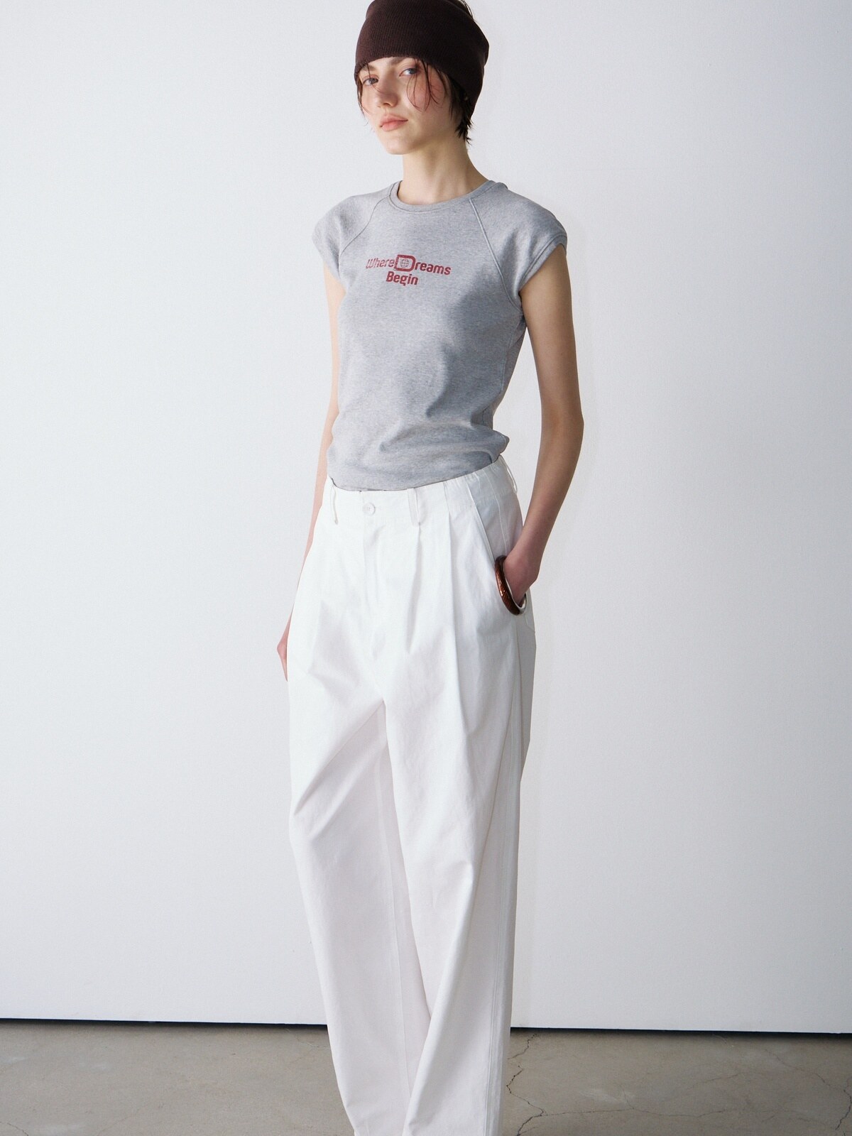 [2ND] CAP SLEEVE LETTERING T-S - 2 COLORS MELANGE GREY