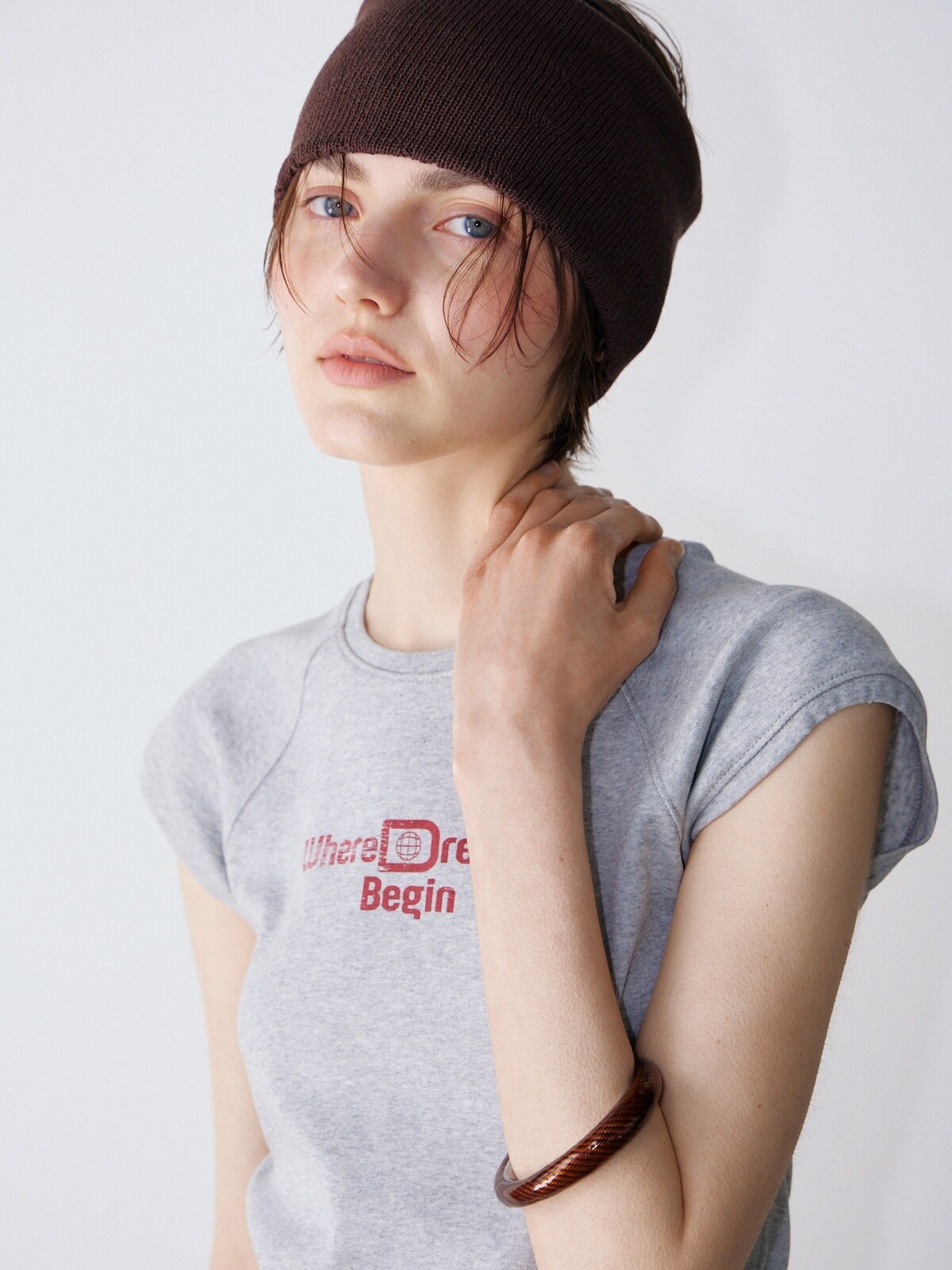 [2ND] CAP SLEEVE LETTERING T-S - 2 COLORS MELANGE GREY