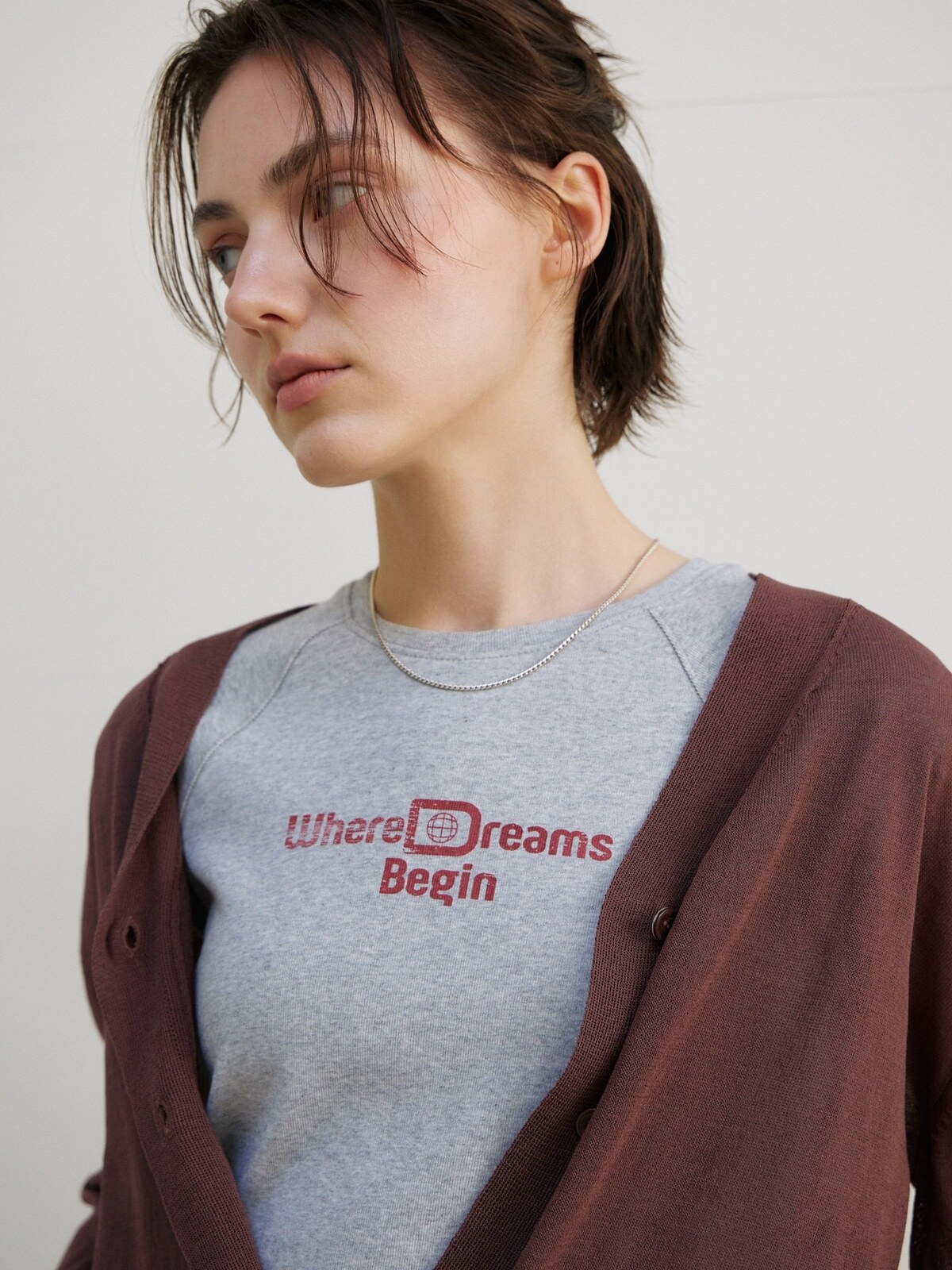 [2ND] CAP SLEEVE LETTERING T-S - 2 COLORS MELANGE GREY