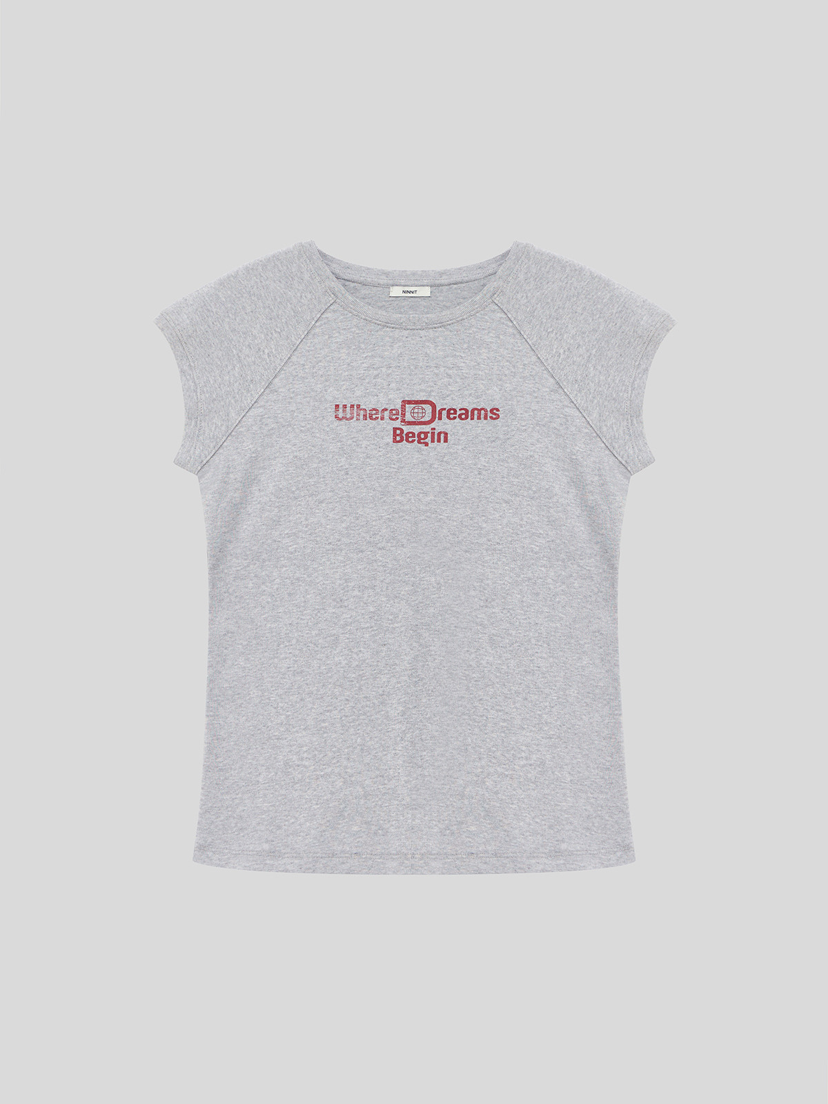 [2ND] CAP SLEEVE LETTERING T-S - 2 COLORS MELANGE GREY