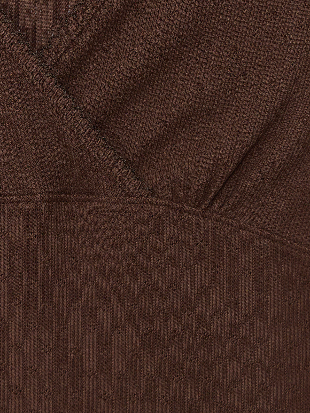 SCALLOP NECK WRAP T-SHIRT - 2 COLORS BROWN