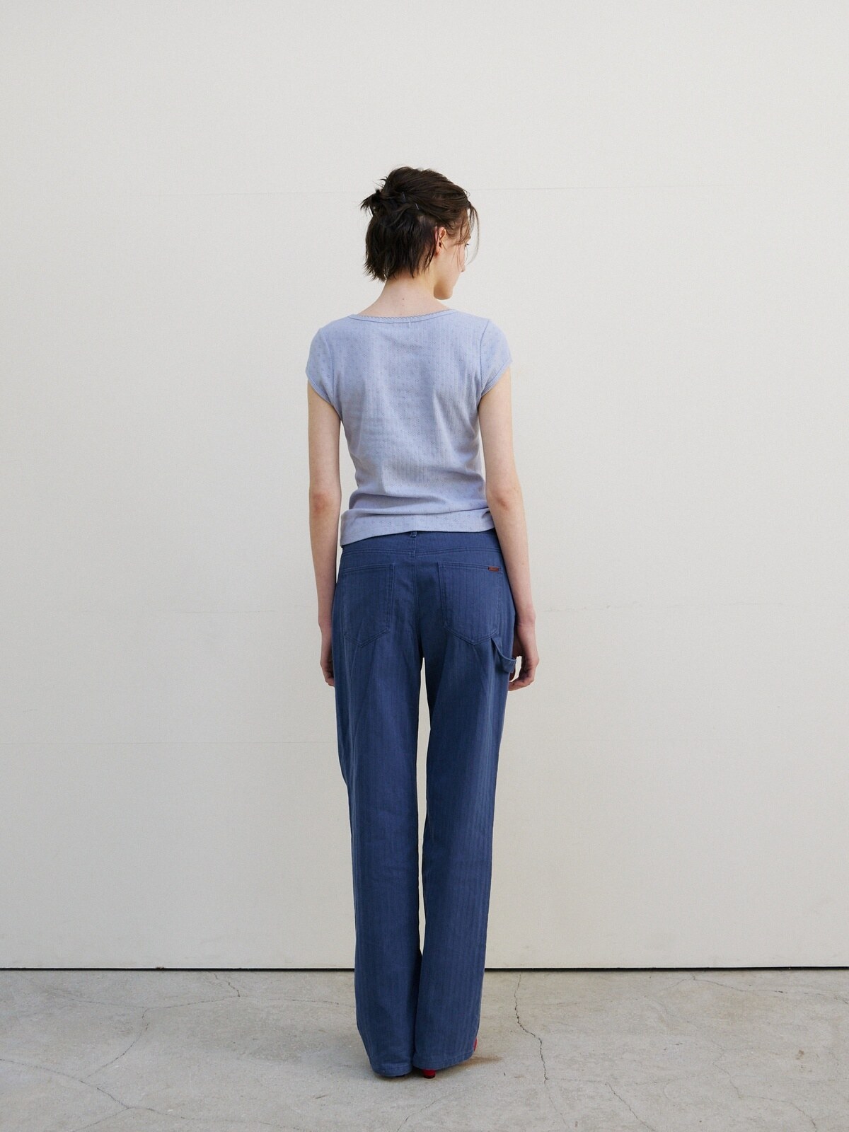 SCALLOP NECK WRAP T-SHIRT - 2 COLORS SKY BLUE