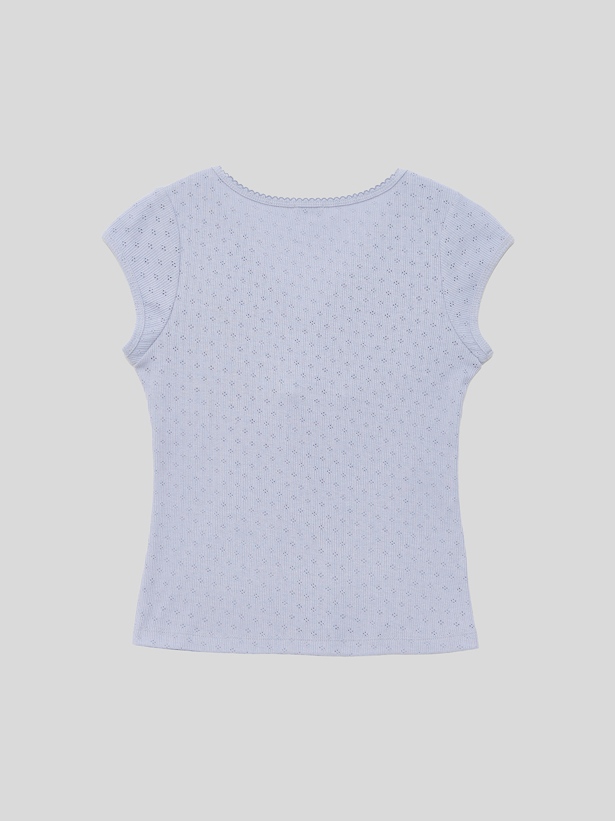 SCALLOP NECK WRAP T-SHIRT - 2 COLORS SKY BLUE