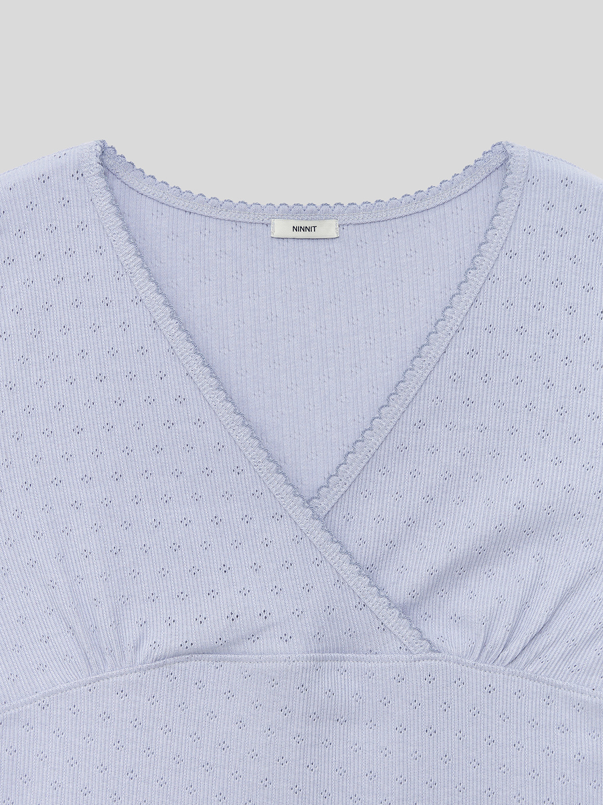 SCALLOP NECK WRAP T-SHIRT - 2 COLORS SKY BLUE