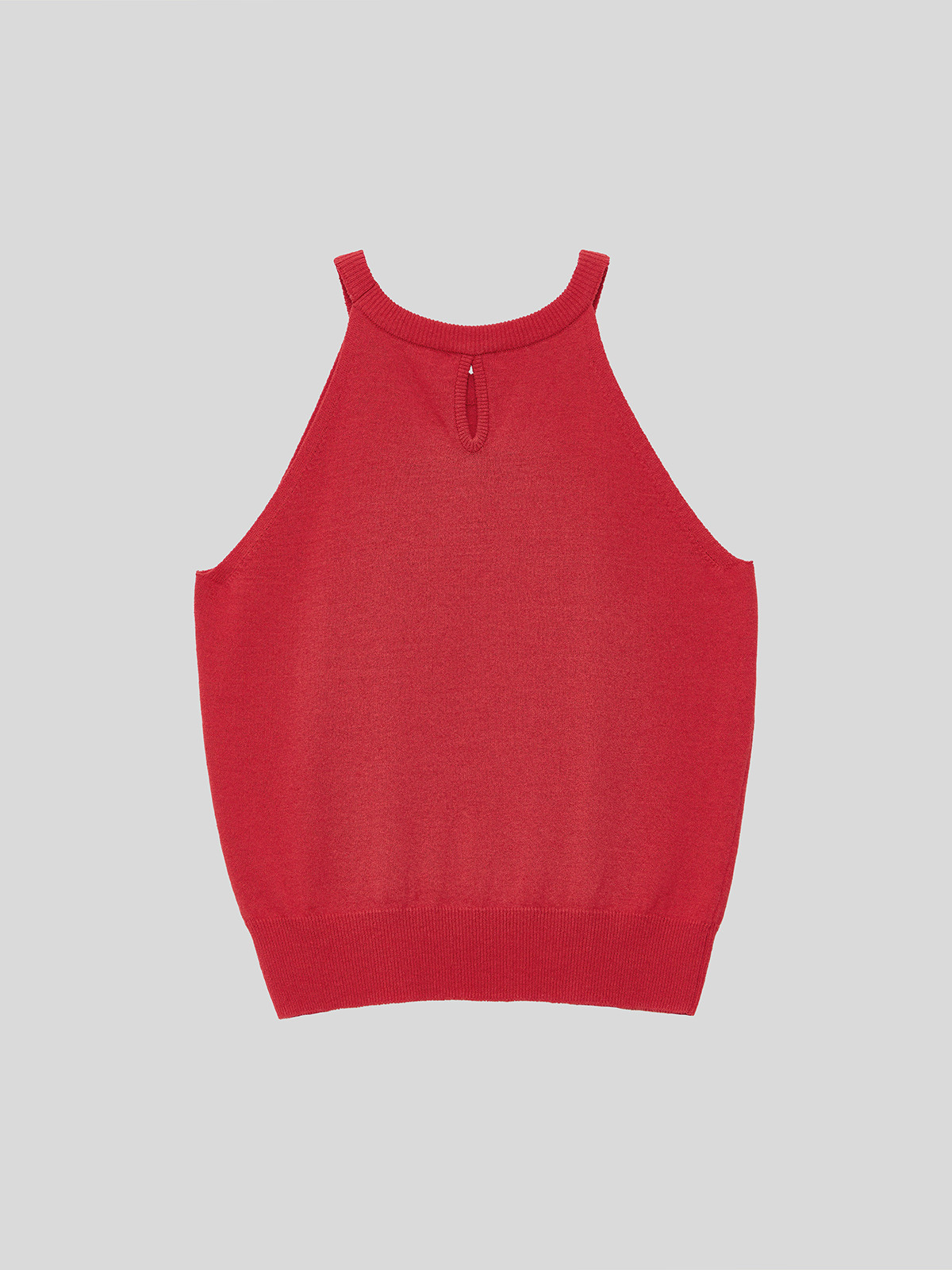 OPEN-BACK HALTER KNIT TOP - 3 COLORS RED