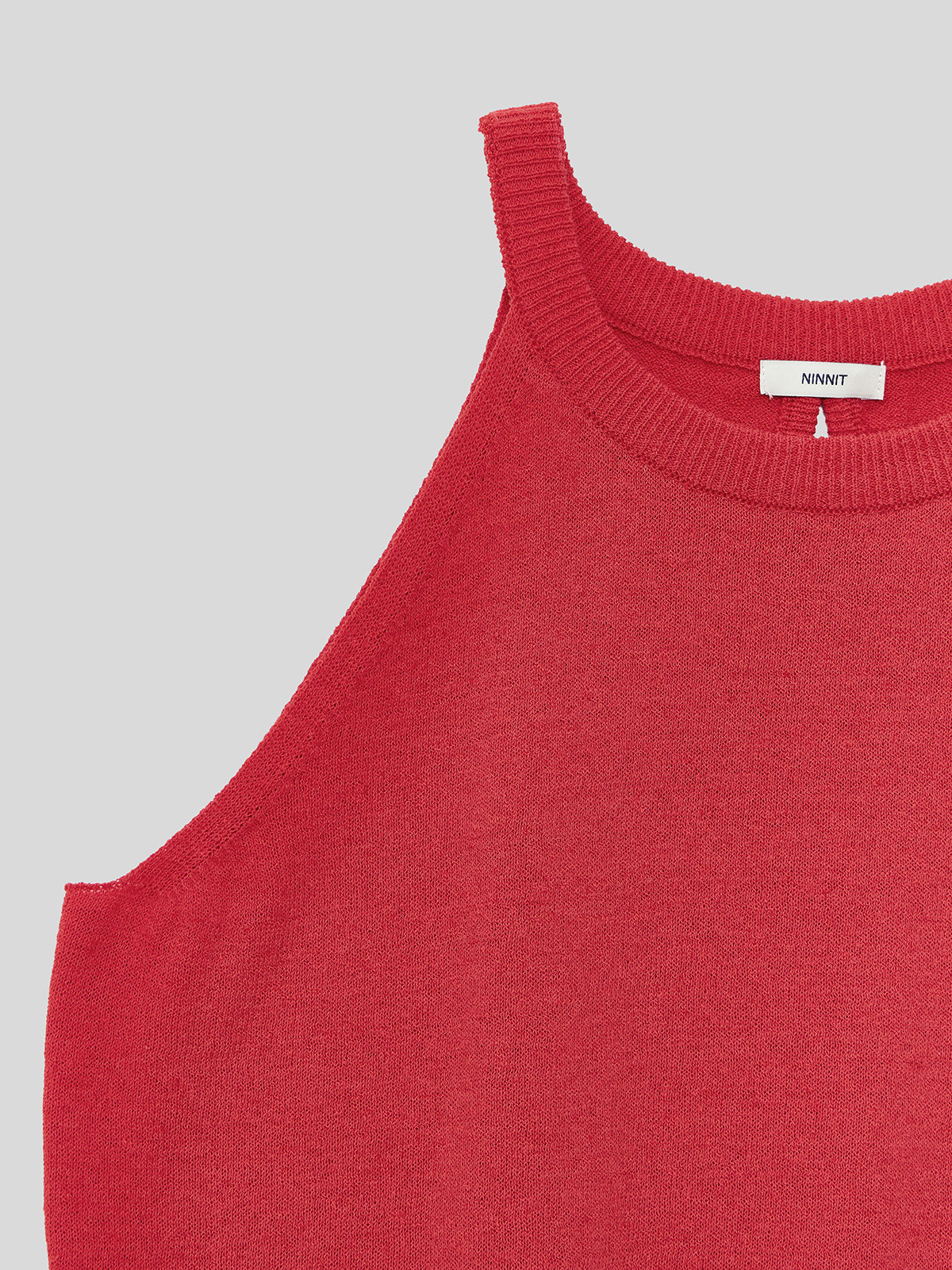 OPEN-BACK HALTER KNIT TOP - 3 COLORS RED