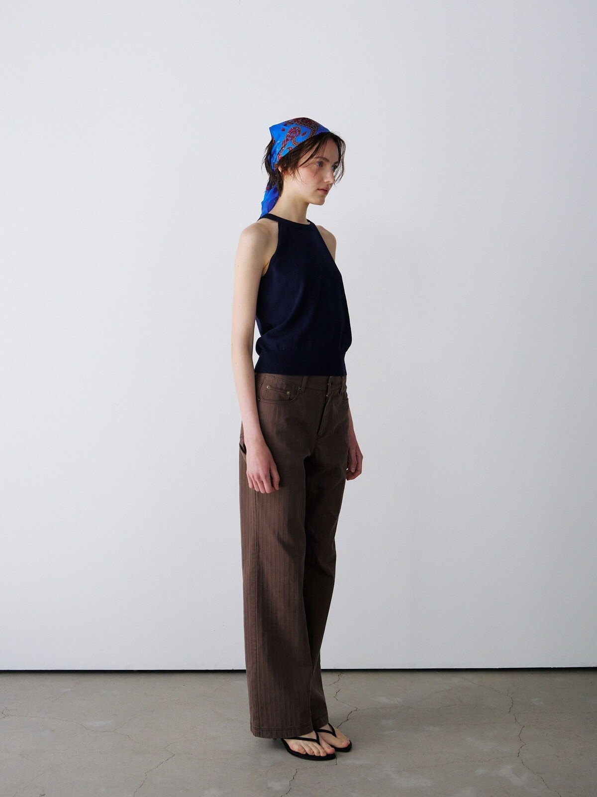 OPEN-BACK HALTER KNIT TOP - 3 COLORS NAVY