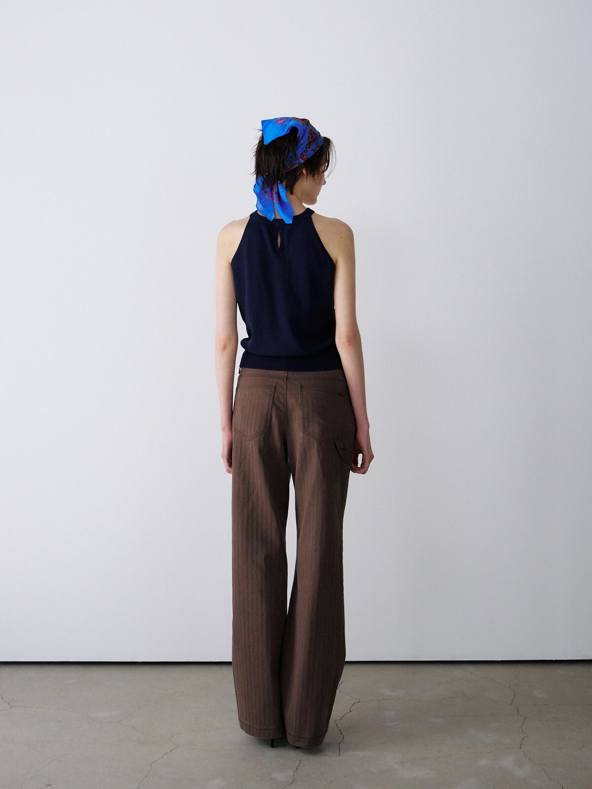 OPEN-BACK HALTER KNIT TOP - 3 COLORS NAVY