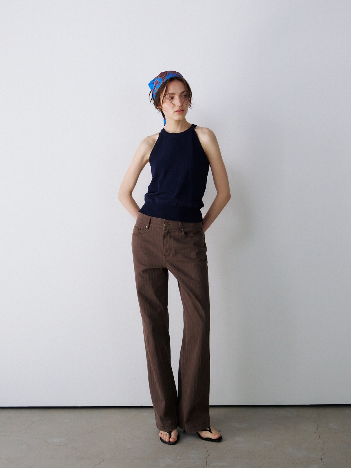 OPEN-BACK HALTER KNIT TOP - 3 COLORS NAVY