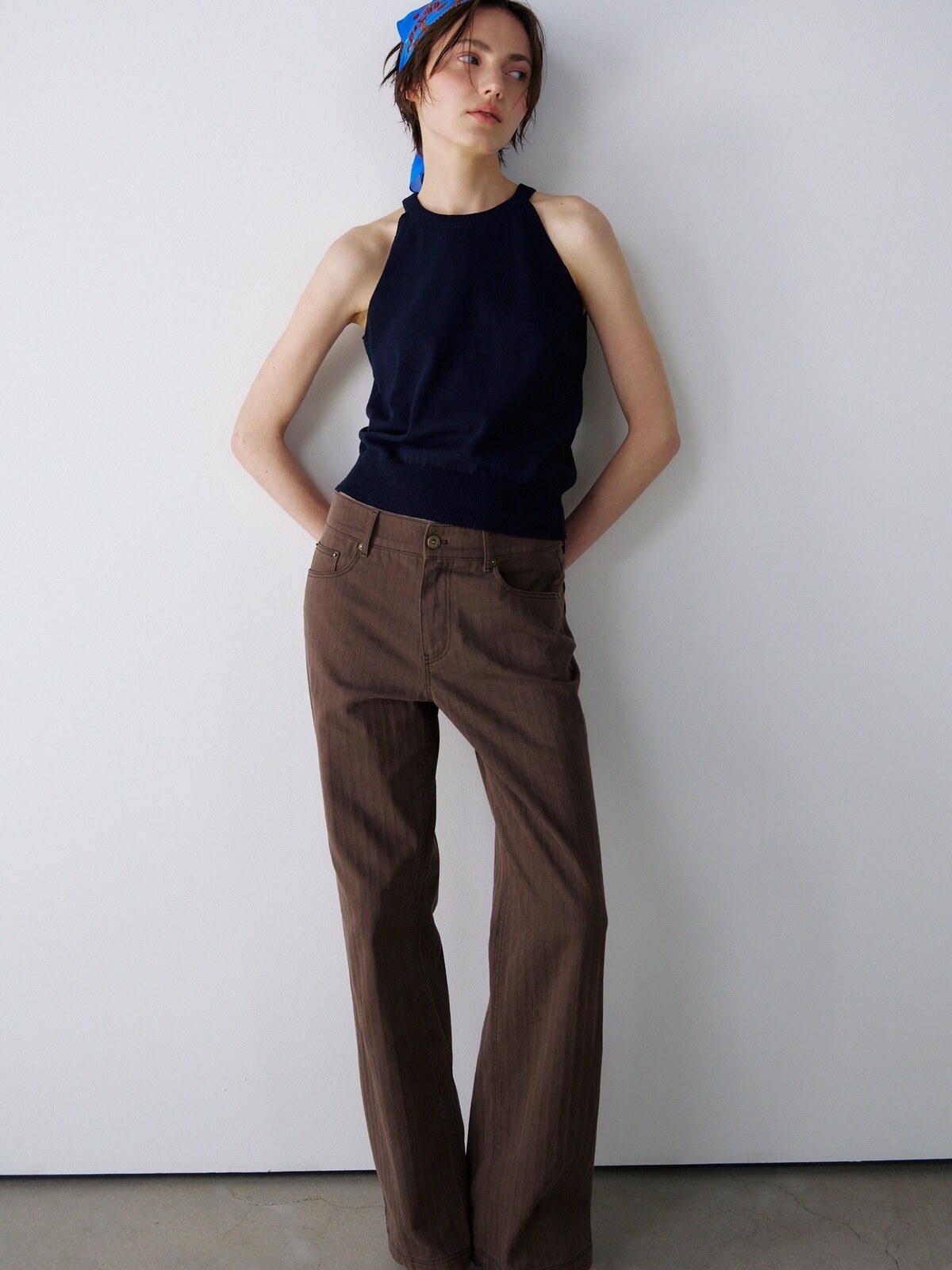 OPEN-BACK HALTER KNIT TOP - 3 COLORS NAVY