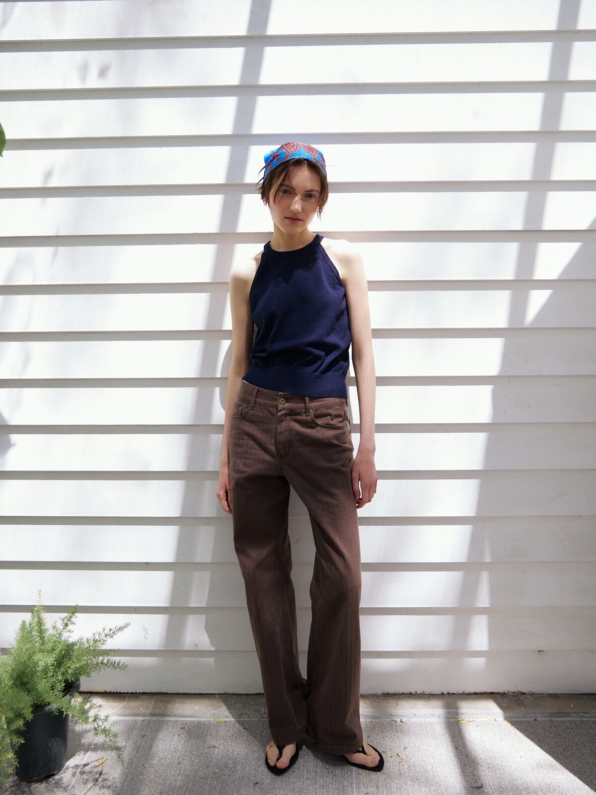 OPEN-BACK HALTER KNIT TOP - 3 COLORS NAVY