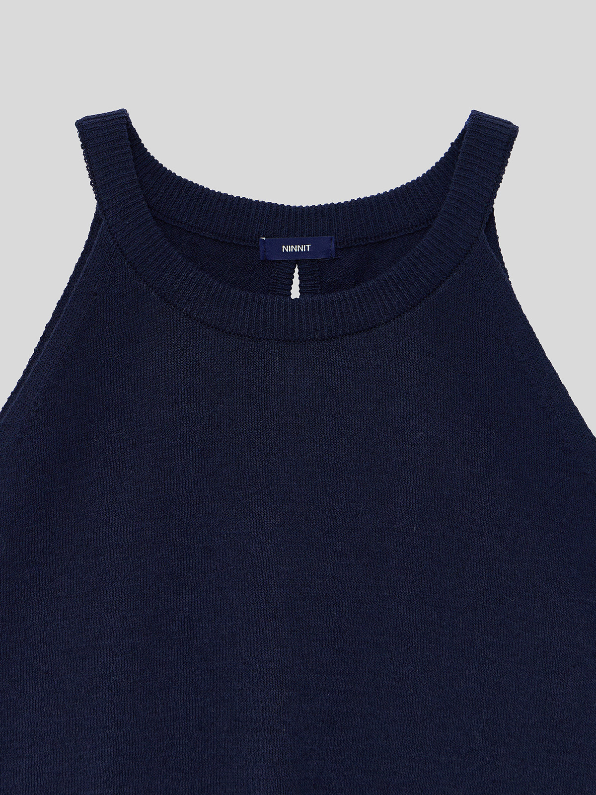 OPEN-BACK HALTER KNIT TOP - 3 COLORS NAVY