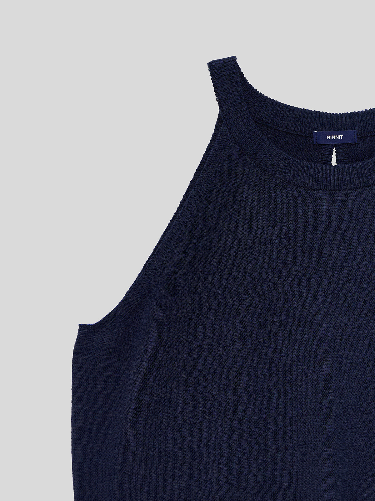 OPEN-BACK HALTER KNIT TOP - 3 COLORS NAVY