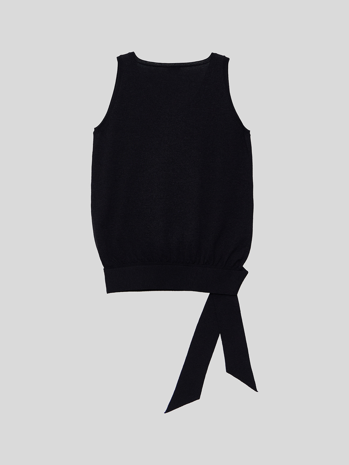 TIE SLEEVELESS KNIT TOP - 2 COLORS BLACK