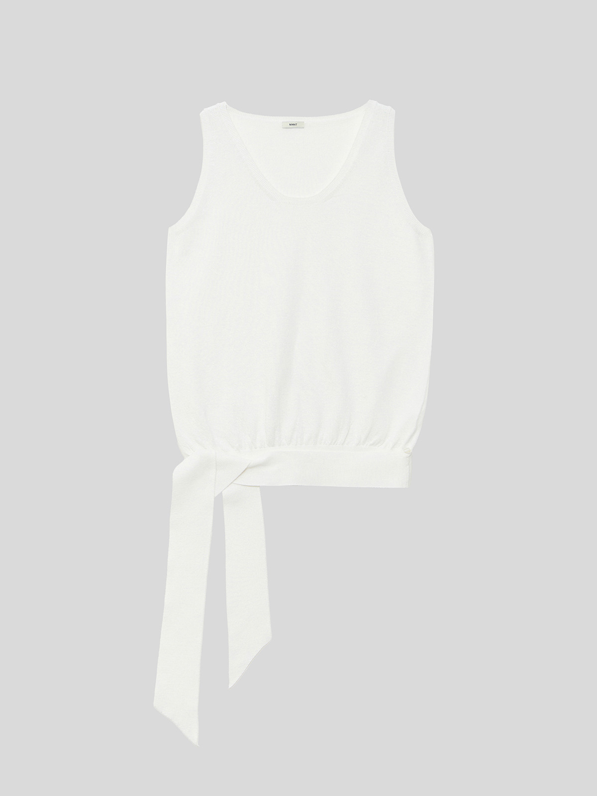 TIE SLEEVELESS KNIT TOP - 2 COLORS WHITE