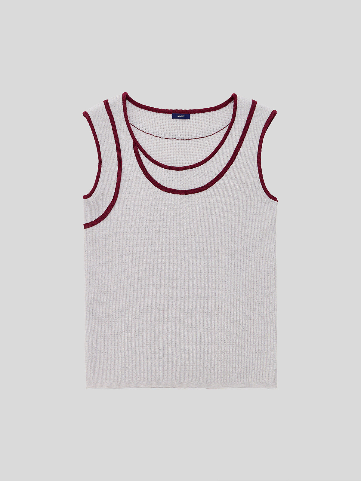 TRIMMING SLEEVELESS KNIT TOP - 2 COLORS GREY