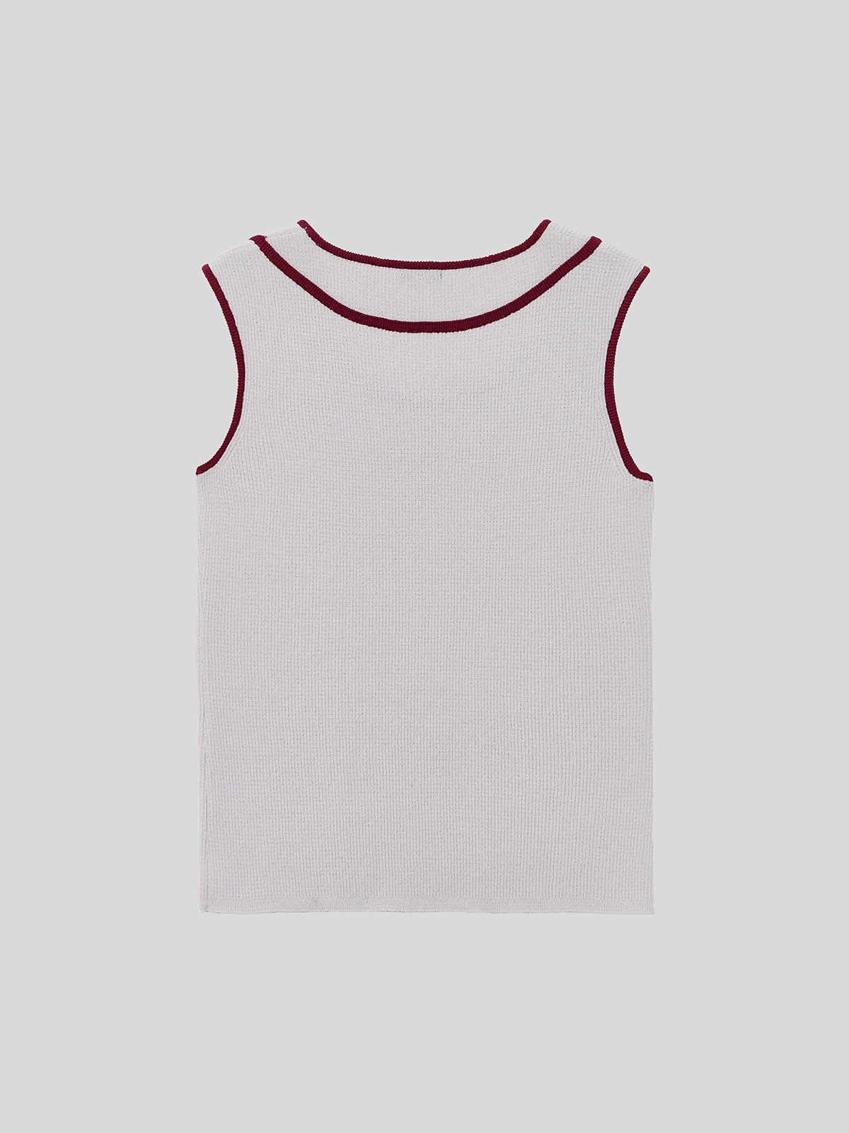 TRIMMING SLEEVELESS KNIT TOP - 2 COLORS GREY