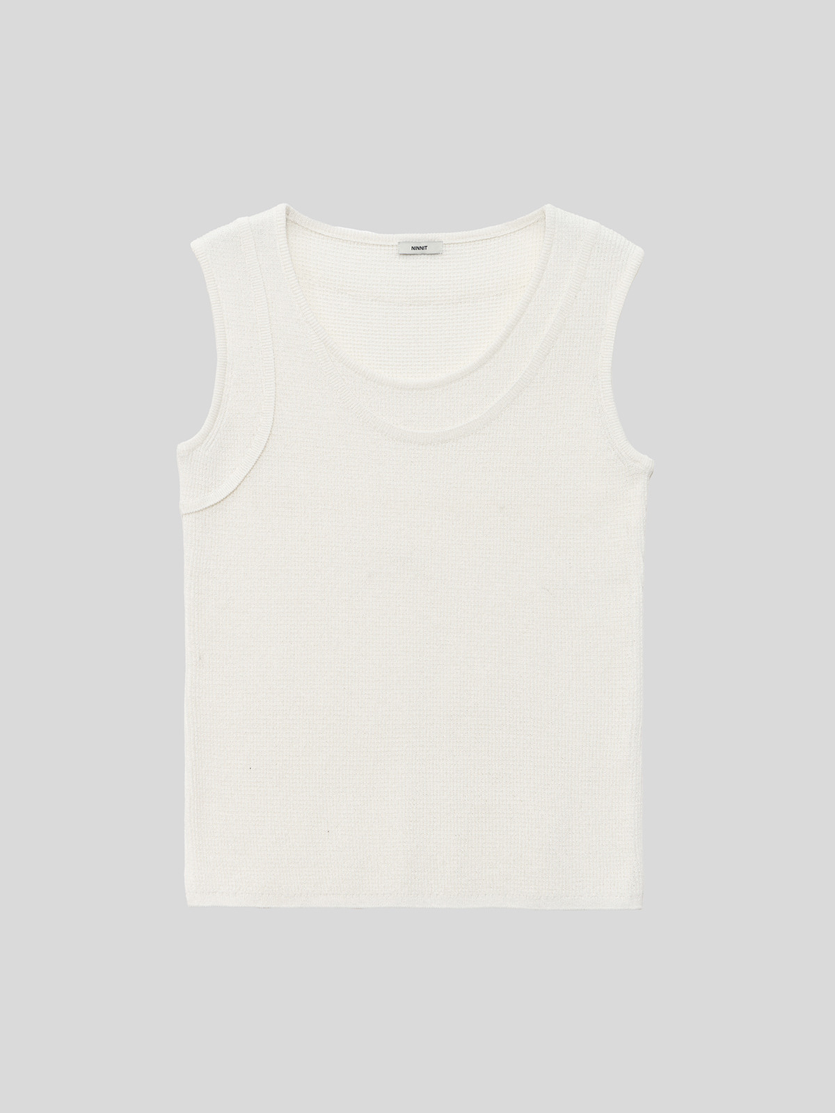 TRIMMING SLEEVELESS KNIT TOP - 2 COLORS IVORY