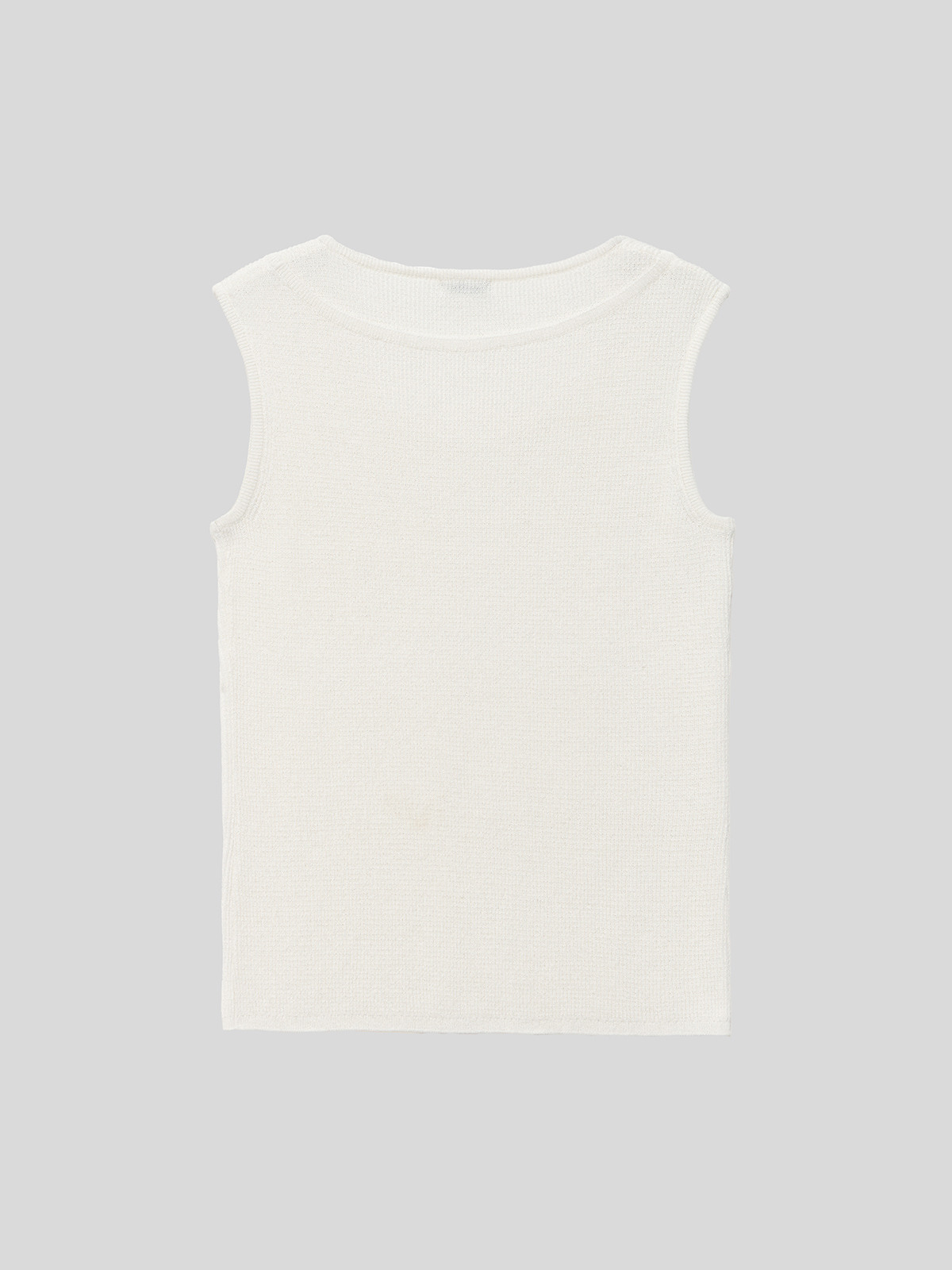 TRIMMING SLEEVELESS KNIT TOP - 2 COLORS IVORY