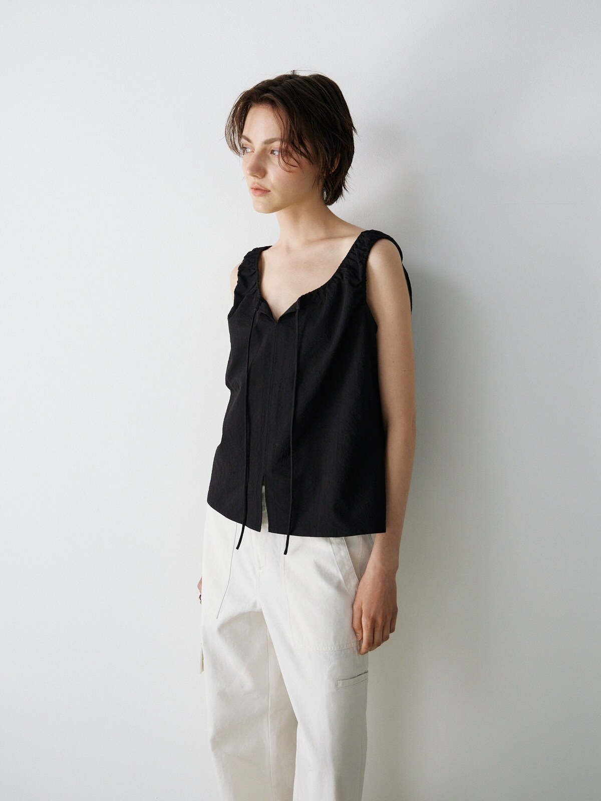 BREEZE TIE BLOUSE - 2 COLORS BLACK