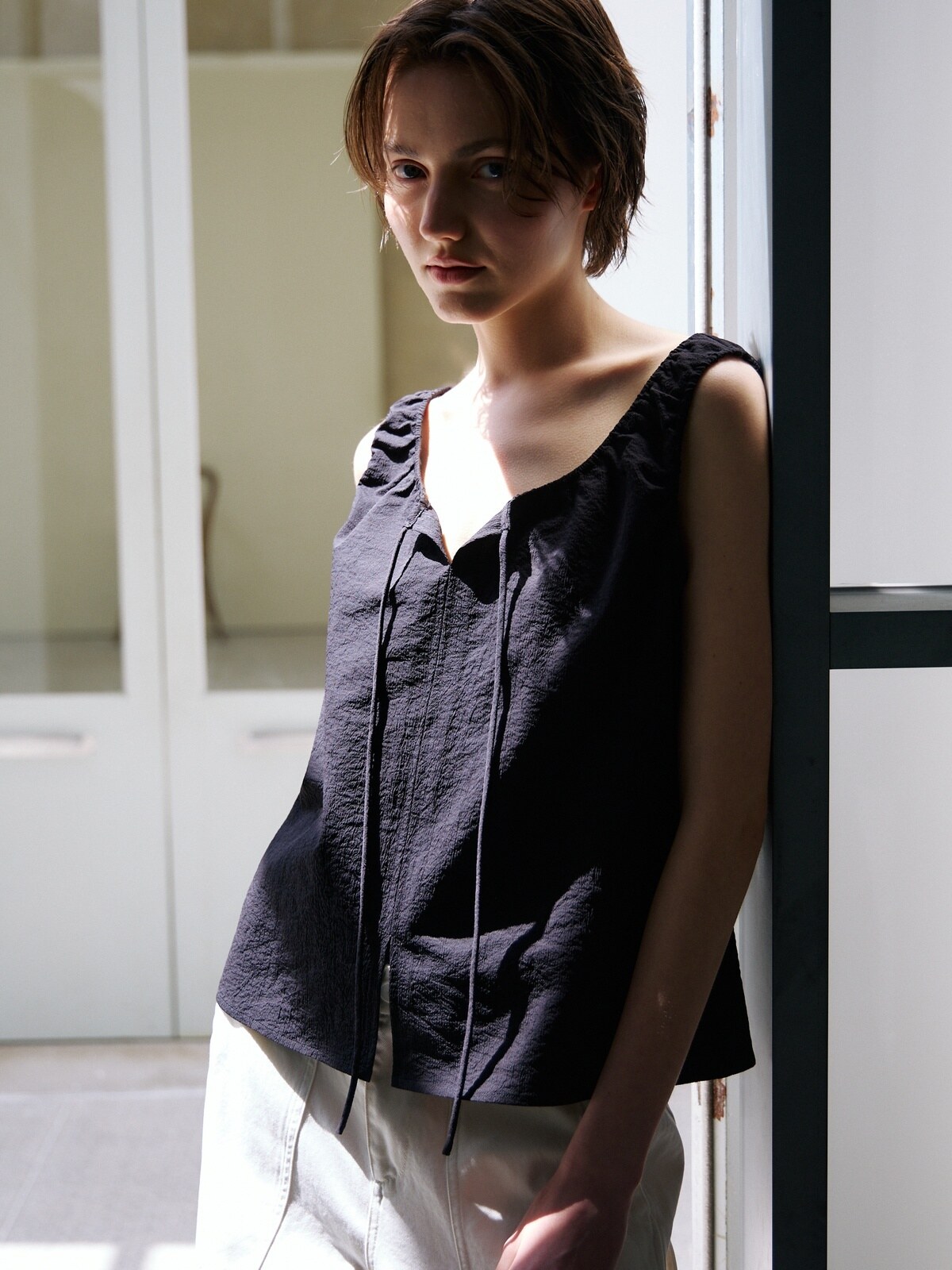 BREEZE TIE BLOUSE - 2 COLORS BLACK