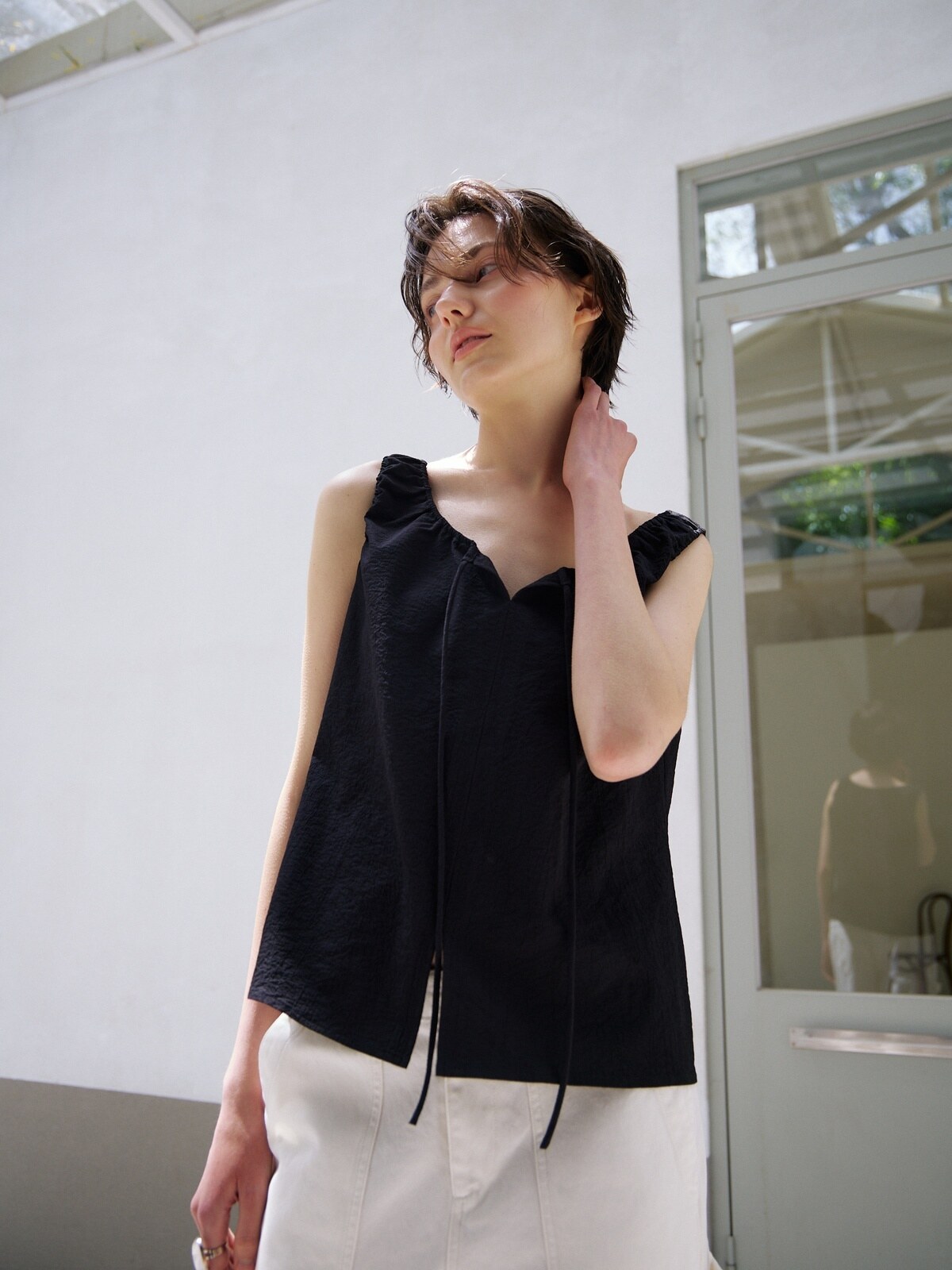 BREEZE TIE BLOUSE - 2 COLORS BLACK