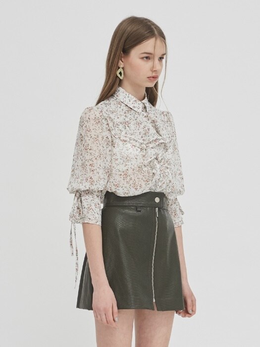 18SS FLORAL FRILL BLOUSE - WHITE