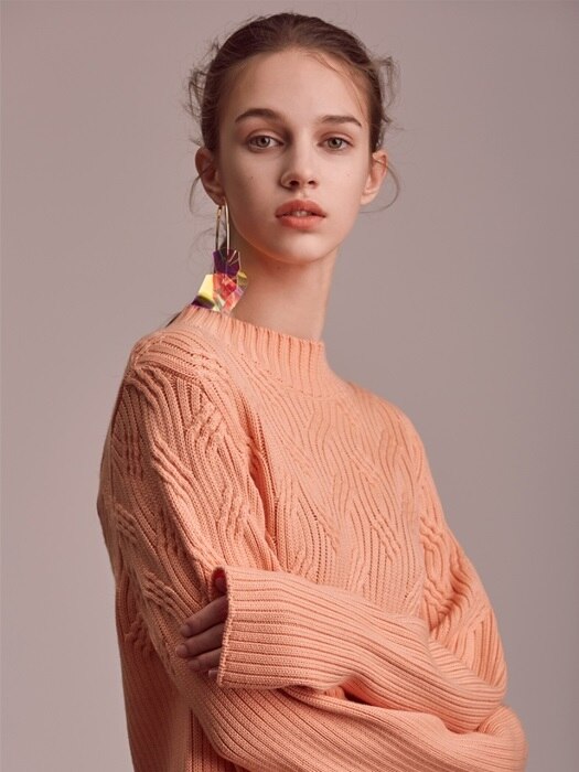 peach chain knit top