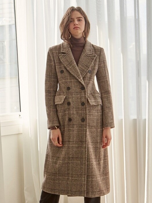 BREASTED WOOL CH COAT_BROWN