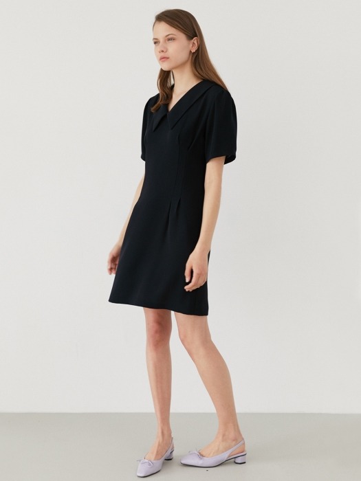 V neck dress-navy