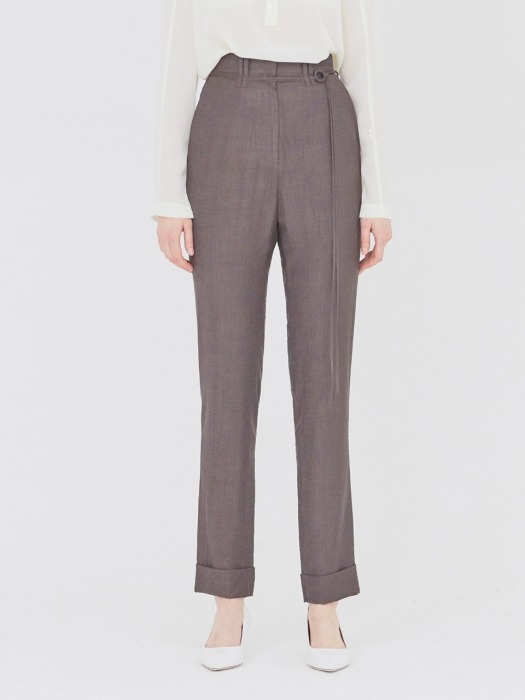 19SS STRAIGHT-FIT CUFFED TROUSERS DARK BROWN