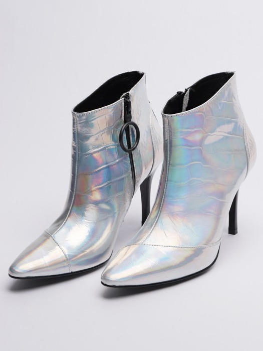 CROCODILE HIGH HEEL MIDDLE ANKLE BOOTS(HOLOGRAM)-【MMIC-S-AK-003-A】