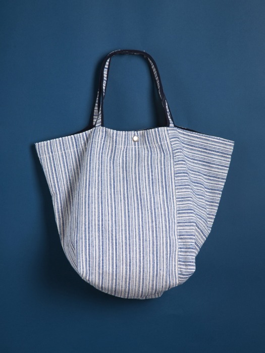 STRIPE LINEN SHOPPER BAG - YB1001BU /BLUE