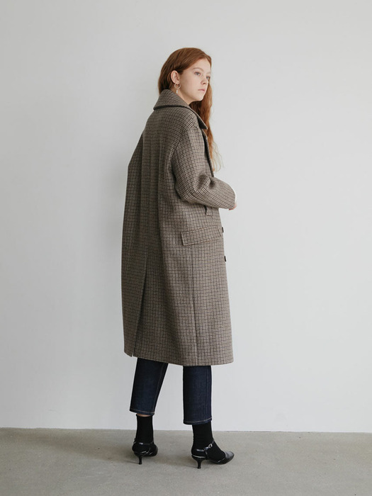 19 FALL_Check Double-Breasted Wool-Blend Coat 