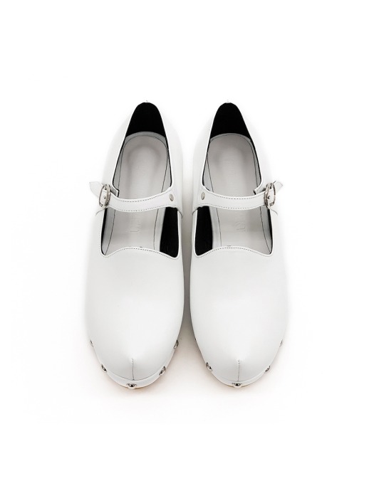 Pointed Toe Mary Jane Platforms | White