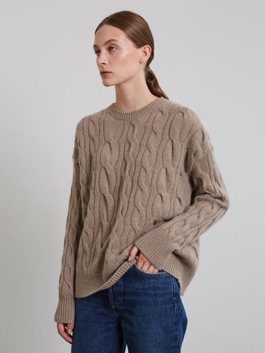 Adriana cable sweater, Stone