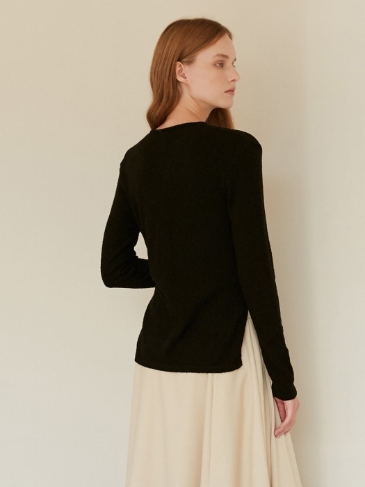 A BUTTON KNIT TOP_BLACK