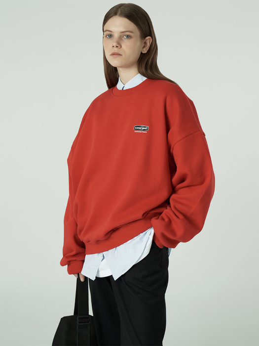 [L]Small curve rectangle logo sweatshirt-red