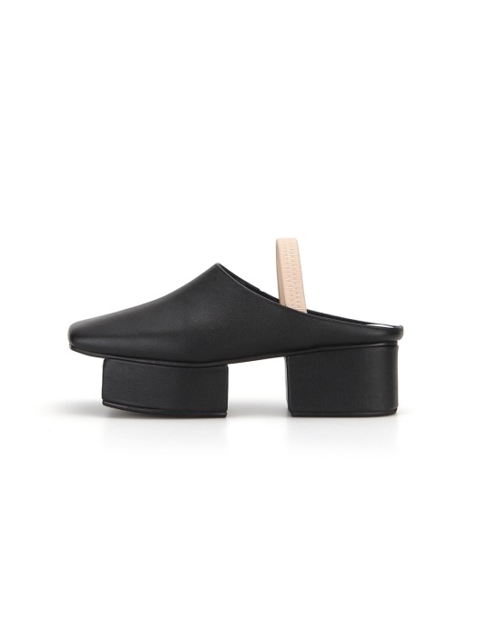 Squared Toe Mule with Separated Platforms | Black