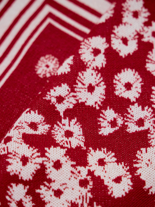 LEELEE Pattern Printed Mini Blanket Burgundy
